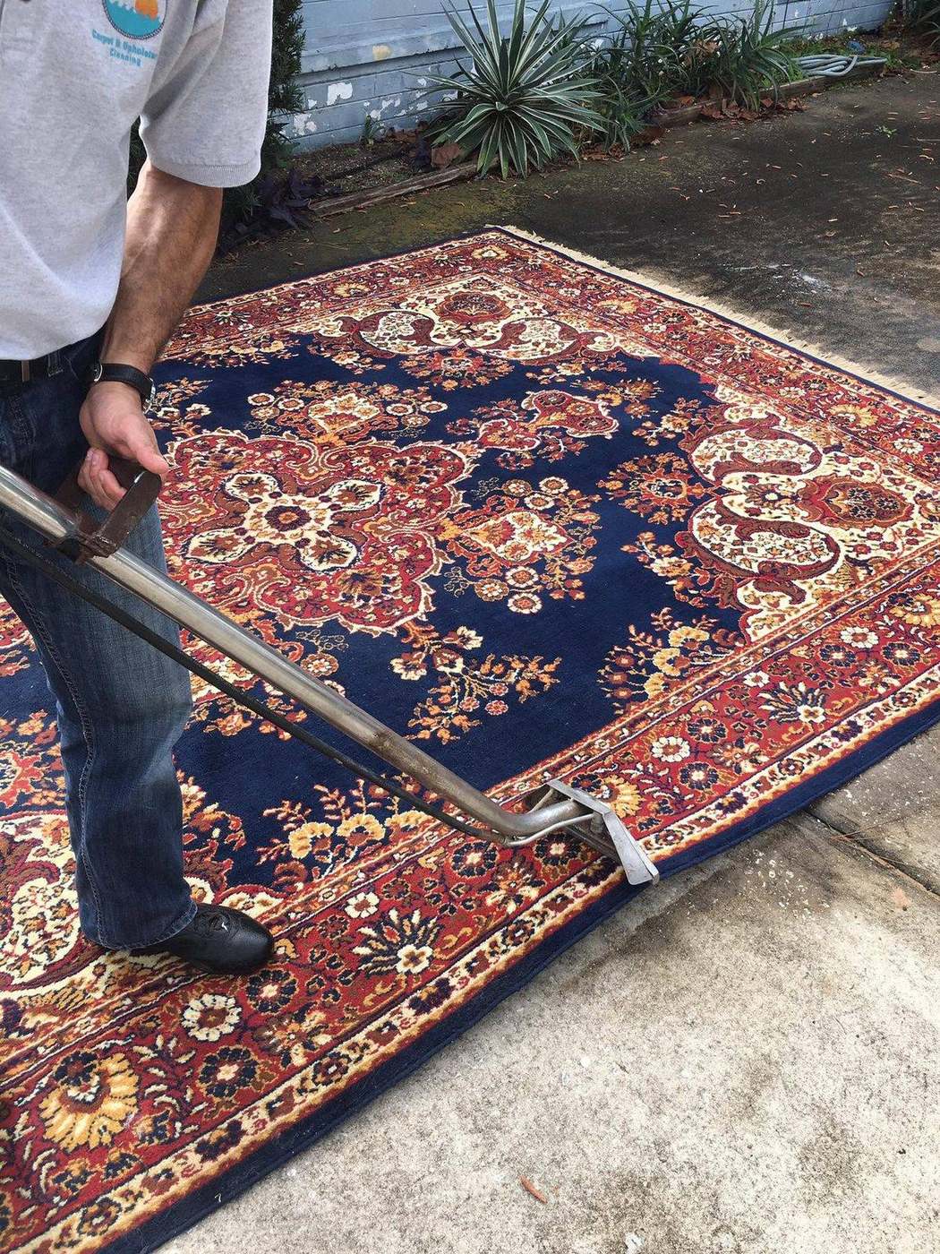 Oriental area rug deep cleaned on-site
