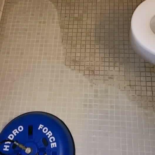 Tile and grout cleaning close-up